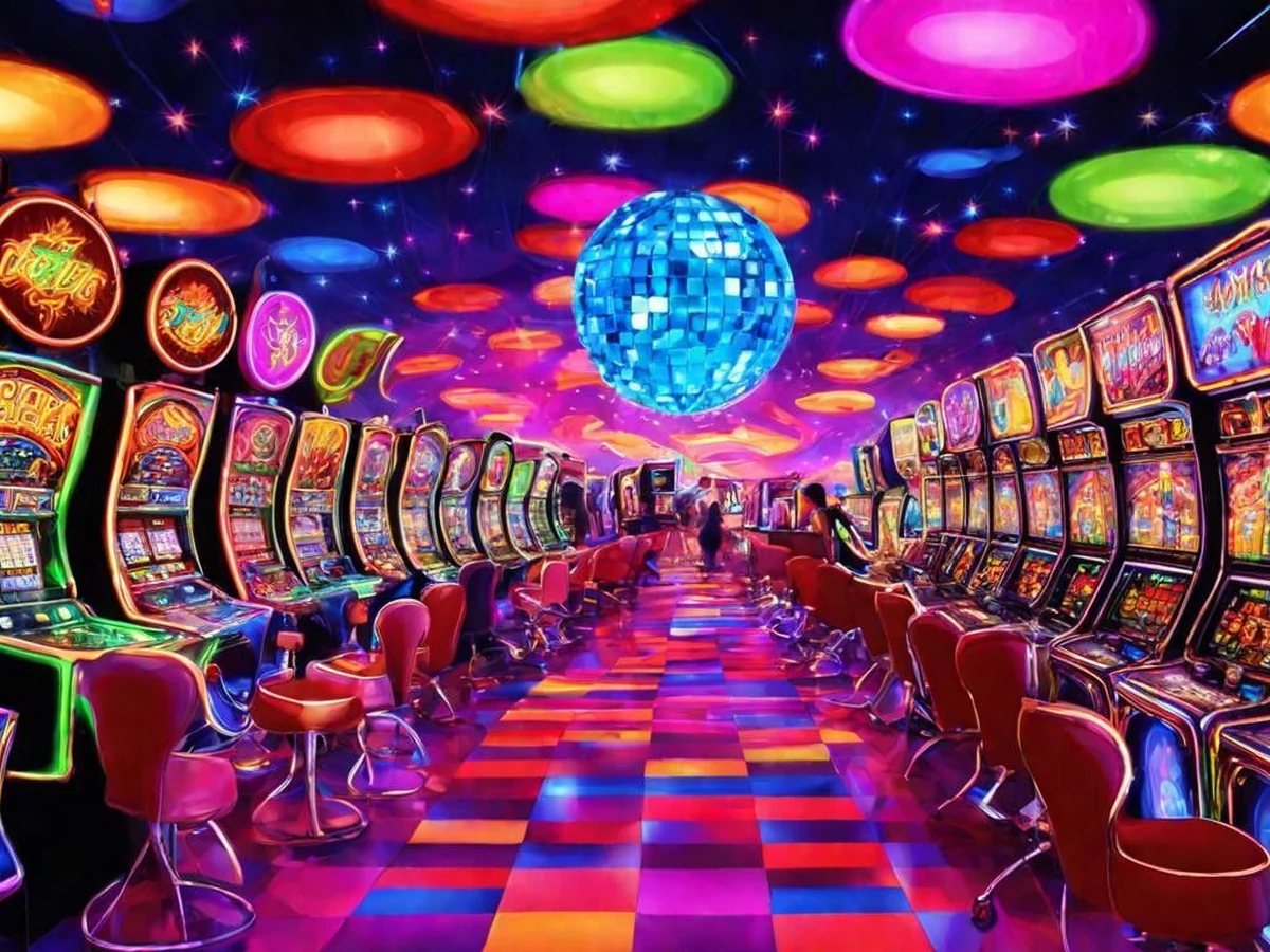 ภาพเกมสล็อตธีมแฟนตาซีพร้อมวงล้อและสัญลักษณ์พิเศษ