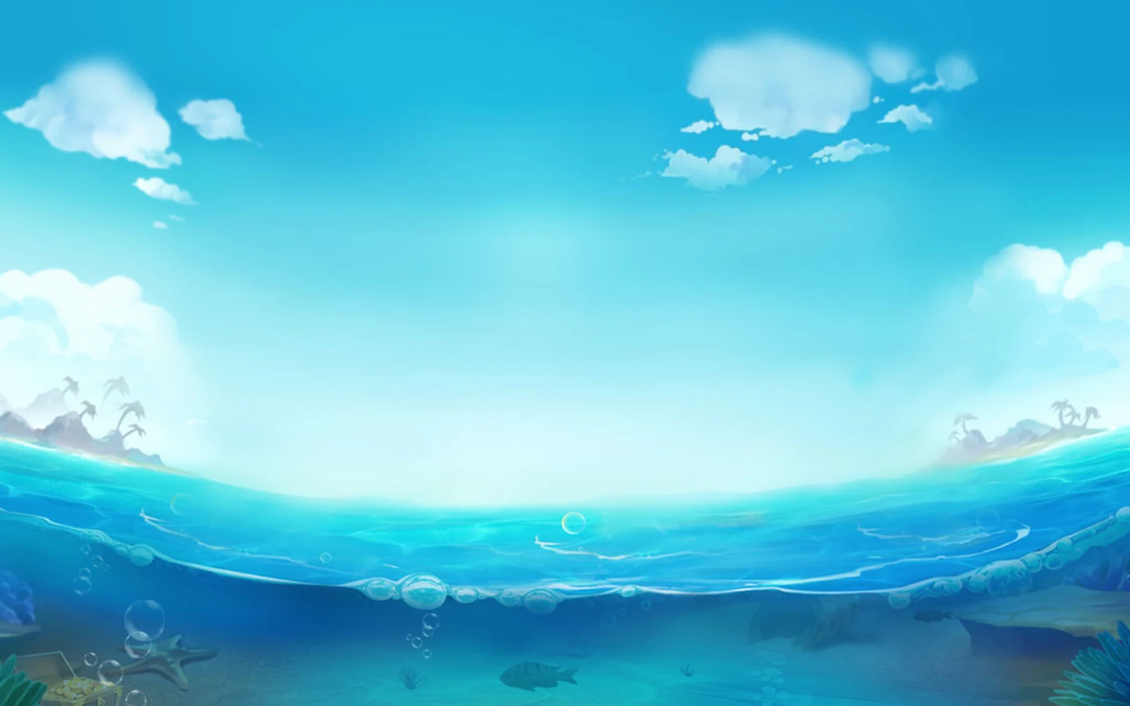 ฉากเกมยิงปลาพร้อมเป้าหมายบนหน้าจอ